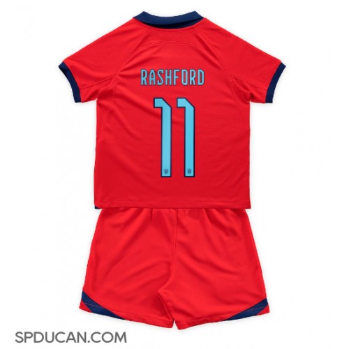 Dječji Nogometni Dres Engleska Marcus Rashford #11 Gostujuci SP 2022 Kratak Rukav (+ Kratke hlače)